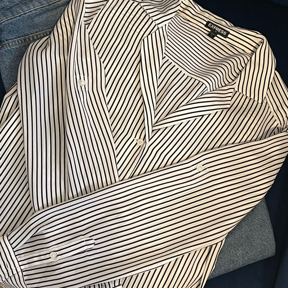 Express striped button up blouse